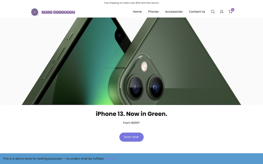 Commerce website homepage