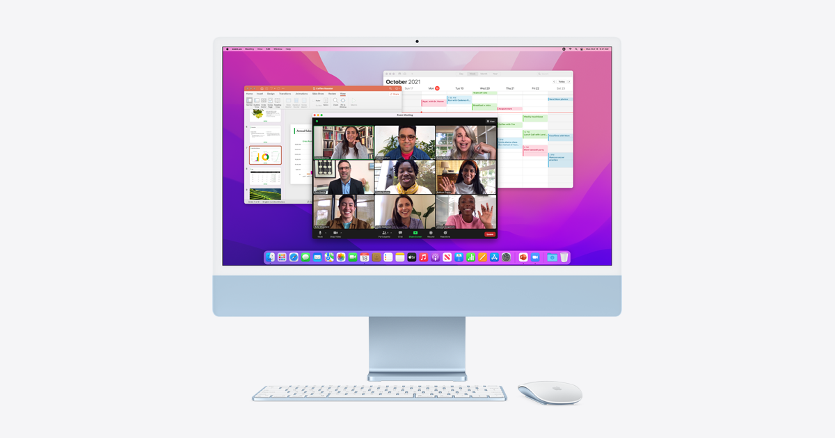 Blue 24" iMac with MacOS Monterrey